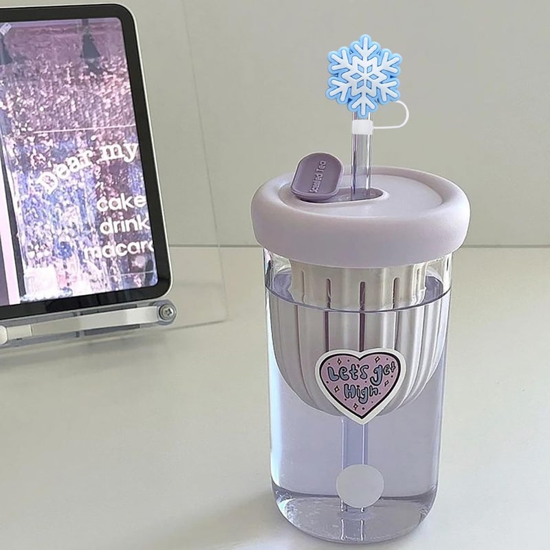 LYLYNB Christmas Straw Toppers 6Pcs Snowflake Straw Covers Reusable Drinking Straw Cover Caps Xmas Straw Topper Cute Design Snow Straw Tips Lids 10mm Christmas Straw Cover Set, Stanley Cup Accessories - Image 3